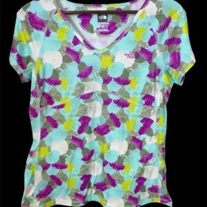 The North Face Women's V-Neck Top - Purple, Green, and Yellow Floral